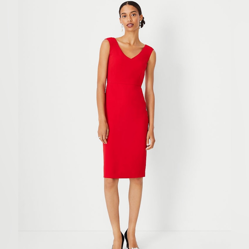 Ann Taylor The V-Neck Sheath Dress in Fluid Crepe 827526